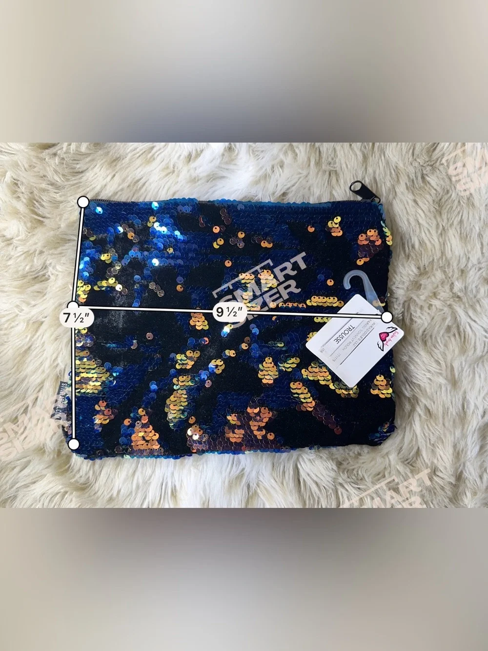 Fashion Angels Style Lab Reversible Sequin Velvet Pouch Bag Gold Blue NWT