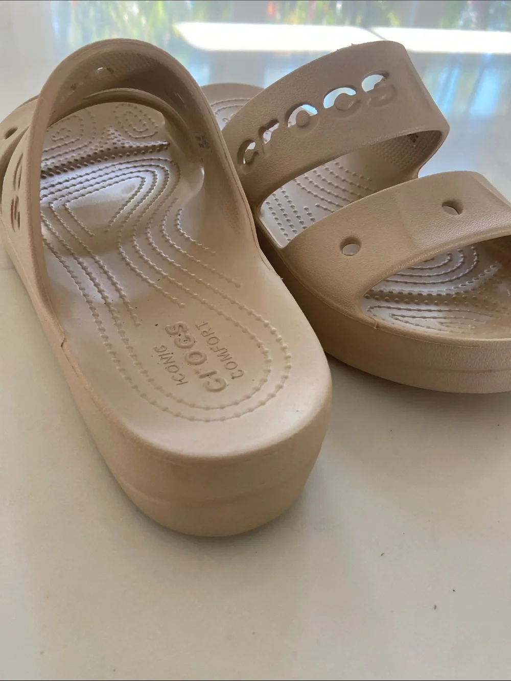CROCS Kids Beige Dual-Strap Slide Sandals