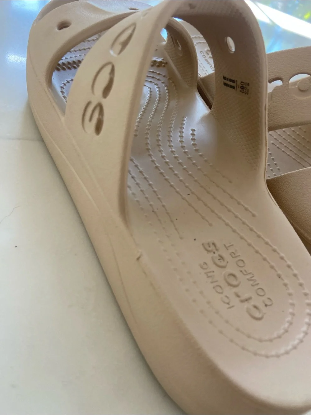CROCS Kids Beige Dual-Strap Slide Sandals