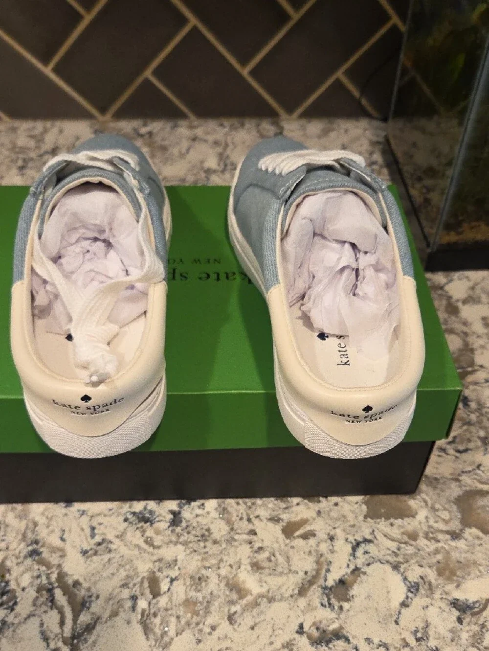 Kate Spade New York  CHARLI MULE SNEAKER - Light Blue Denim Slip-On Sneakers