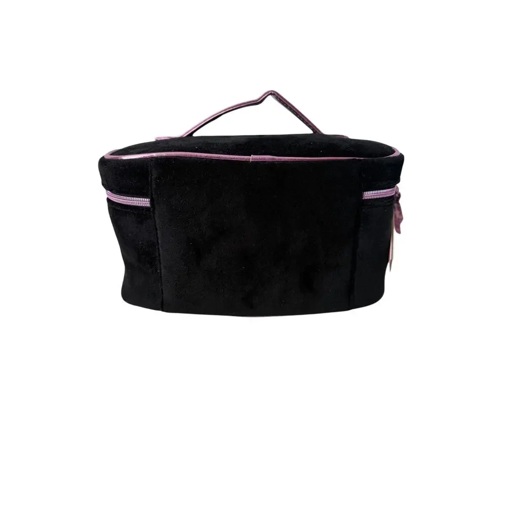 Juicy Couture Black Velour Rhinestone Travel Cosmetic Train Case NWT