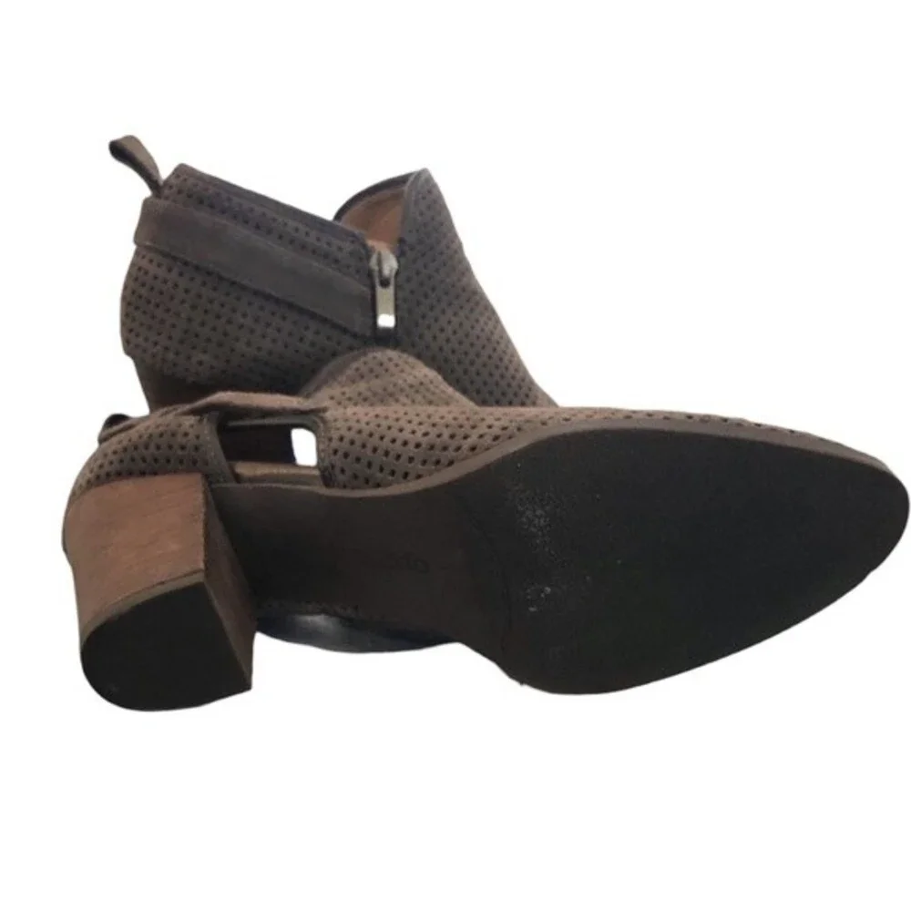 Franco Sarto Dale Ankle Boots Women’s 10M Dark Gray Suede Stacked Heel Zip