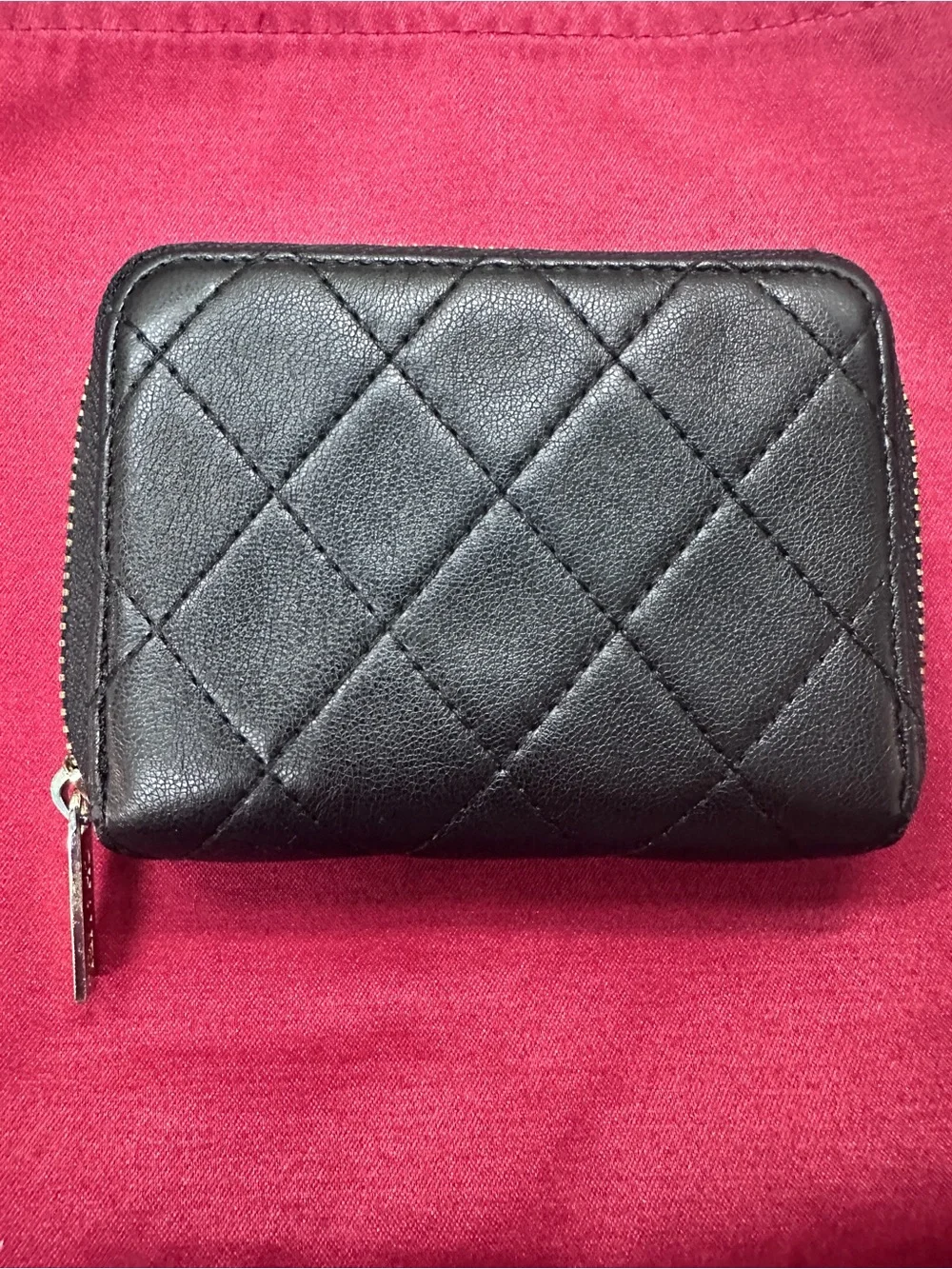 2017 CHANEL Black Quilted Leather Zip Wallet