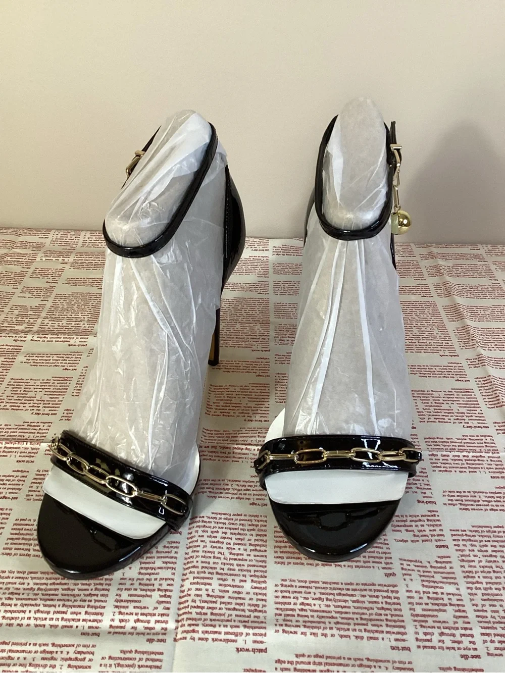 MATEO x I.N.C. Black Patent Leather Chain Heels NIB Size 10M