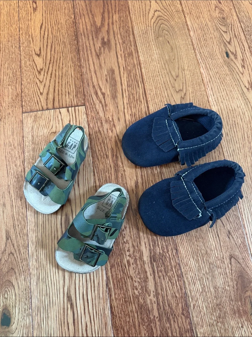 2 pairs of Baby boy shoes Kids Navy Moccasin Slip-On Shoes and sandal shoes