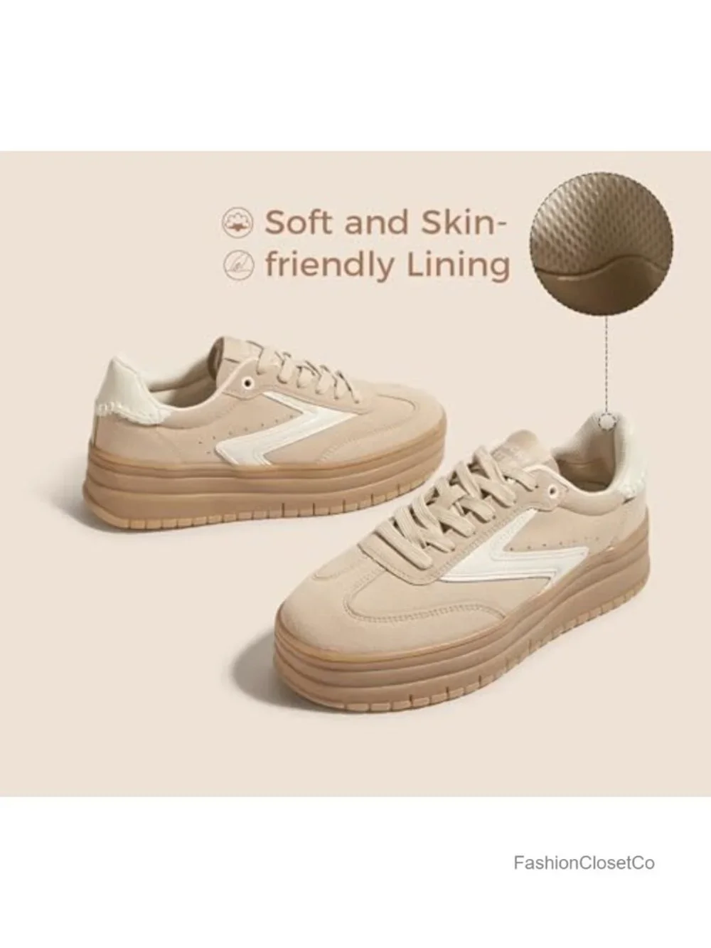 Women's Platform Sneakers Gum Sole Suede Casual Classic Retro Lace Up Rubber