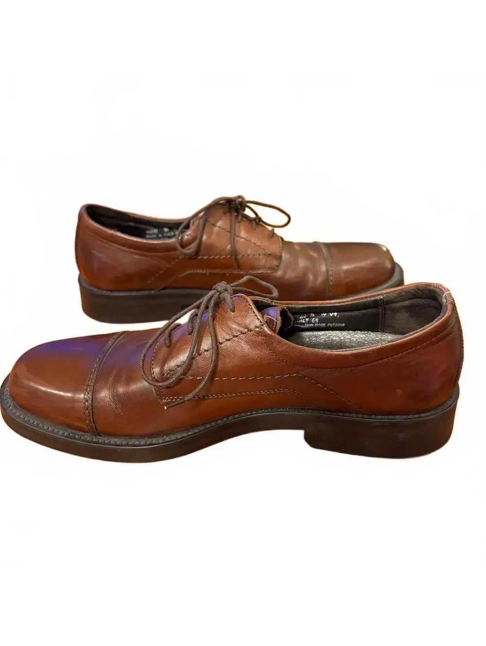 Bostonian Men's Brown Leather Cap Toe Dress Shoes Made in Italy Size 9.5 Office