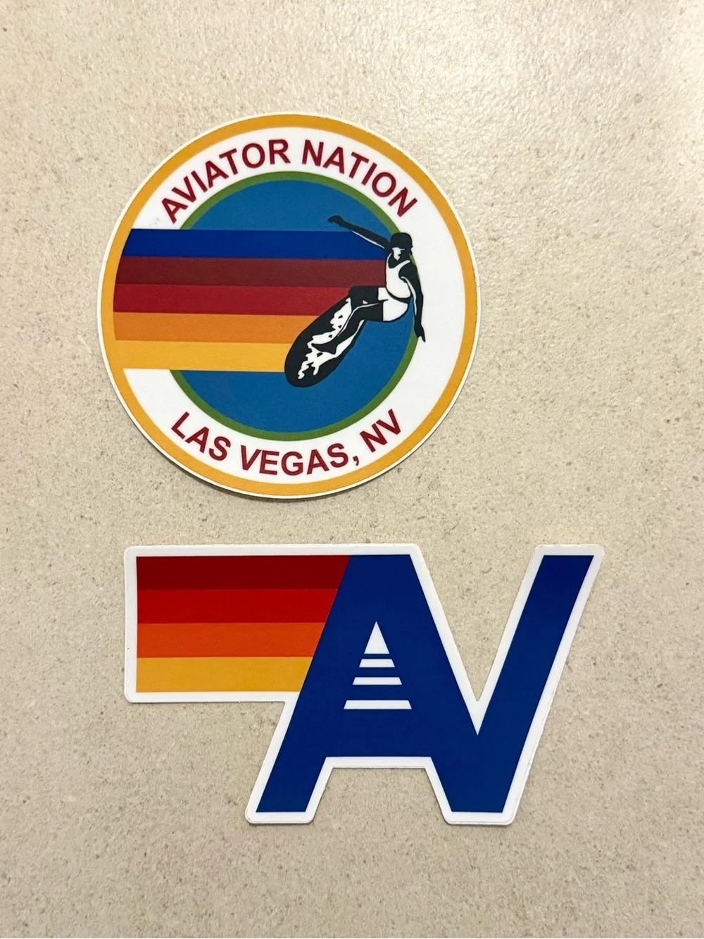 Aviator Nation Rainbow Las Vegas, NV Round & AV Logo Stickers Duo Set of 2