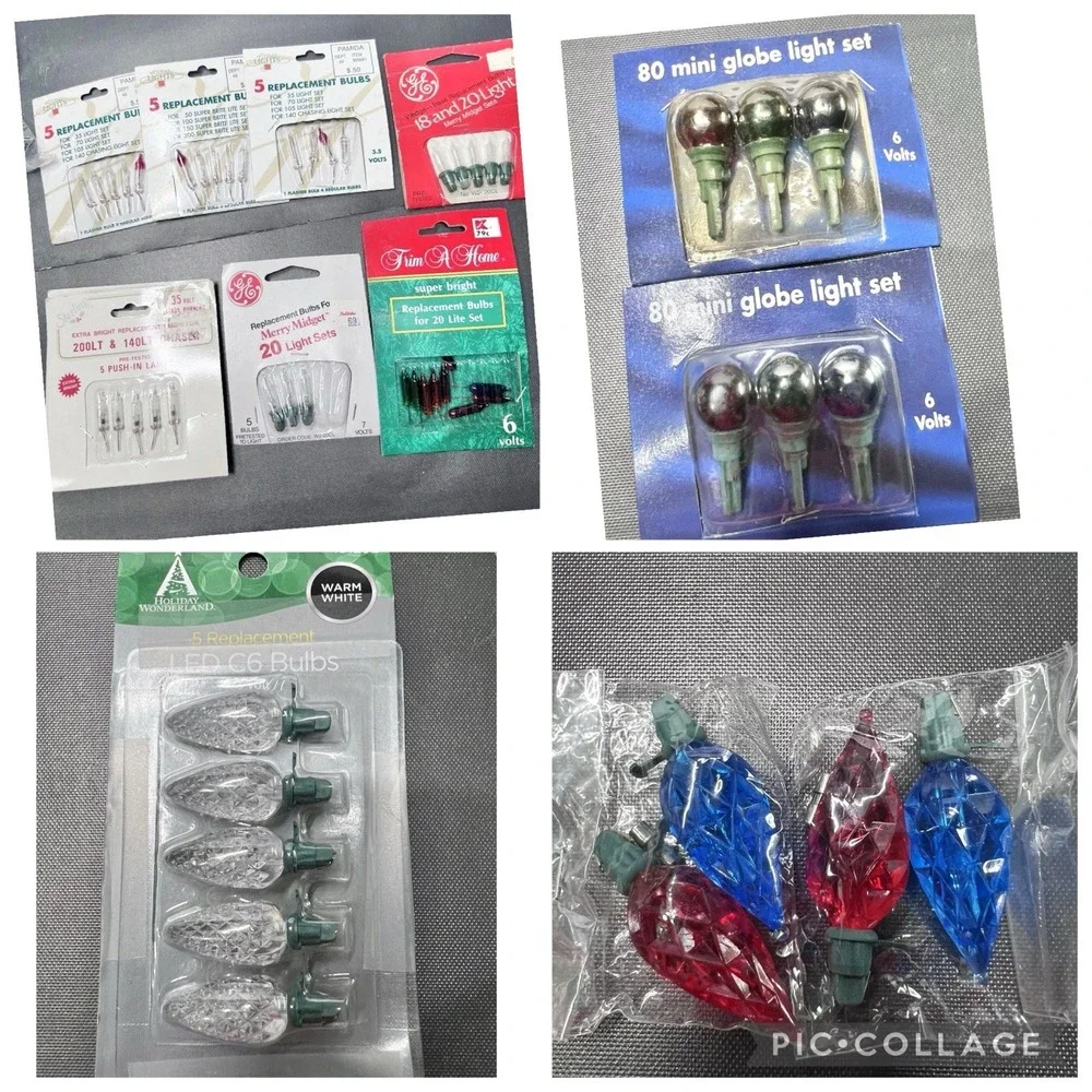 Mixed Lot Vintage‎ Christmas Light Replacement Bulbs GE Sterling Pamida 3.5–7V