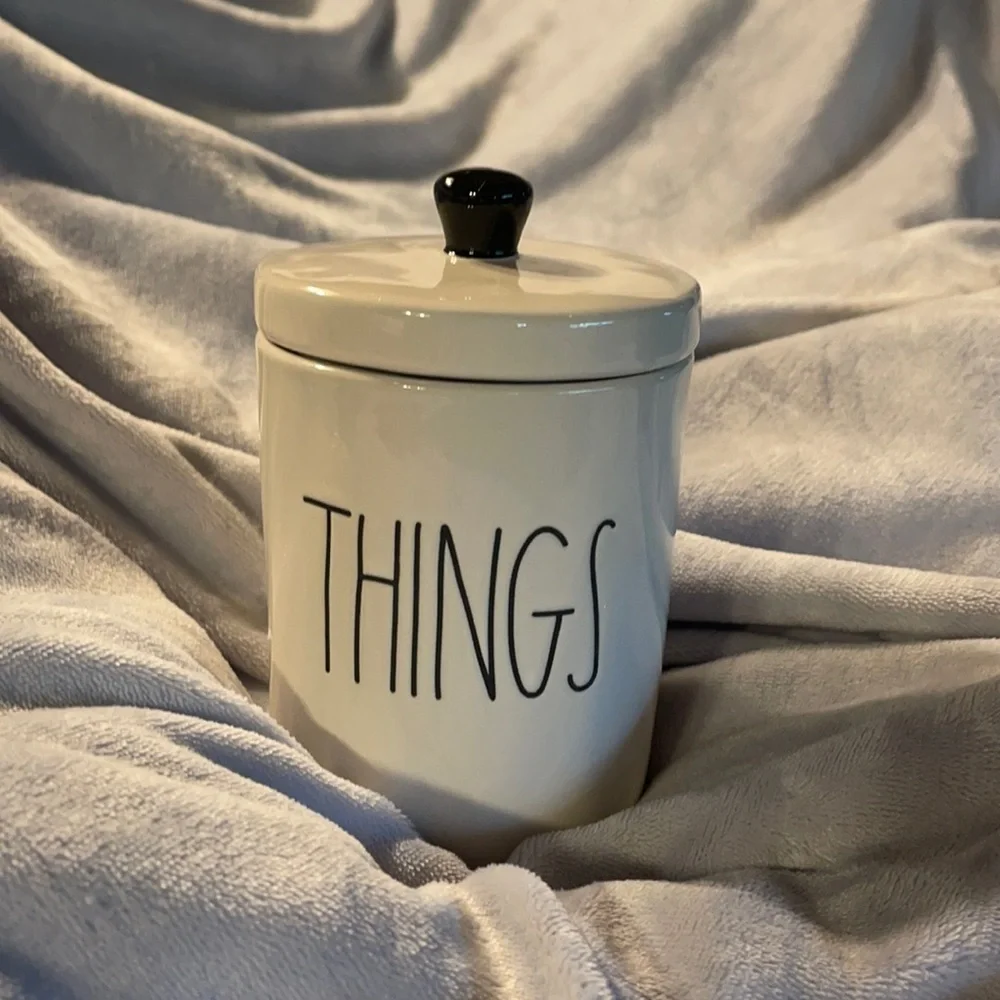 Ceramic Lidded Rae Dunn “Things” canister