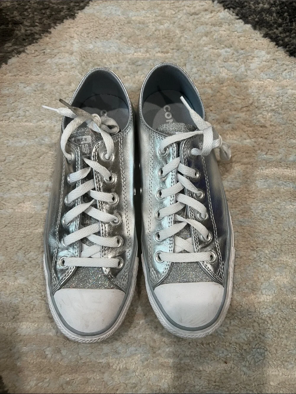 Converse Metallic Silver Low Top Sneakers