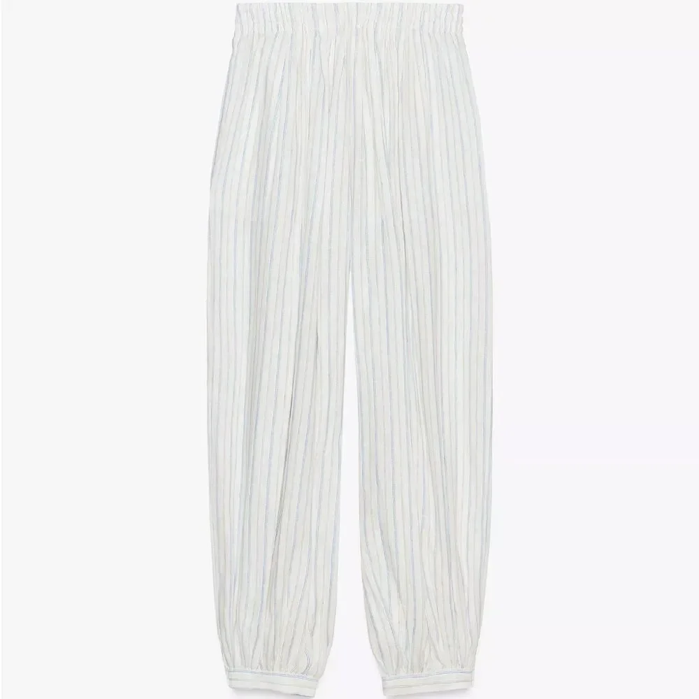 Zara 100% Linen Balloon Pants New