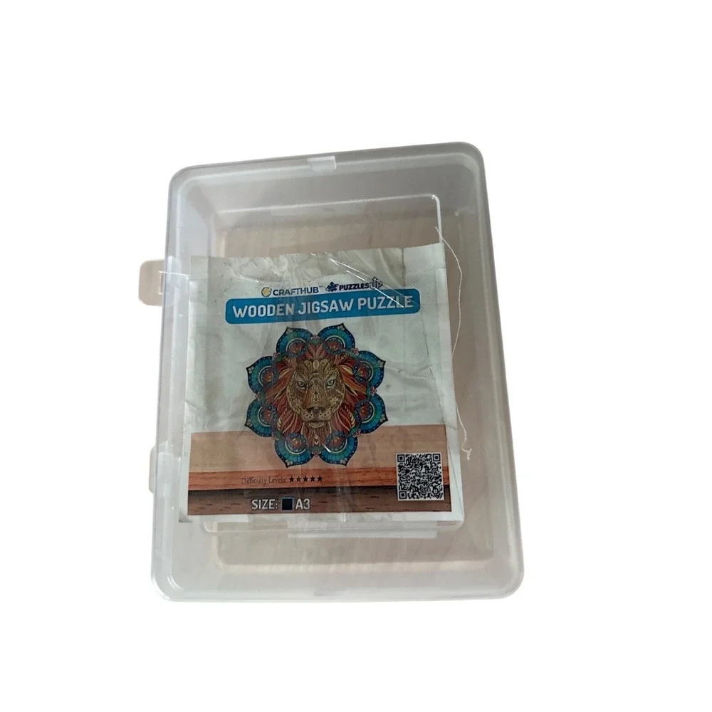 Lion Mandala Wooden Jigsaw Puzzle A3 Size Colorful Design With Storage Box