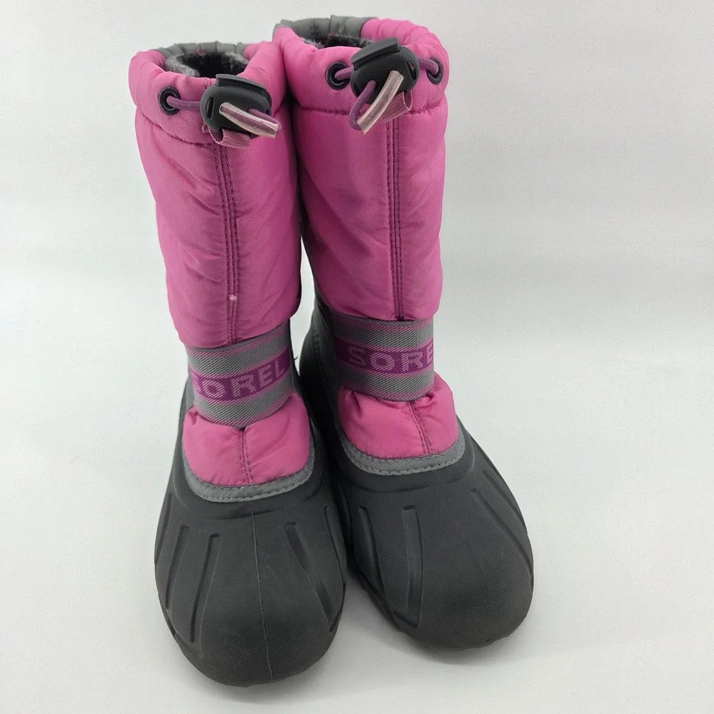Sorel Snow‎ Commander Boots Size 3 Pink Grey Waterproof Winter Snow Ski