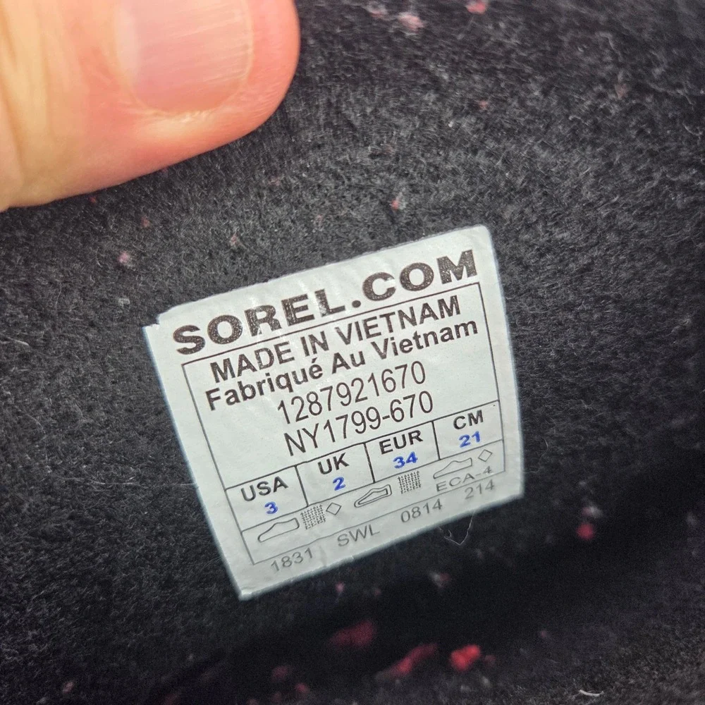 Sorel Snow‎ Commander Boots Size 3 Pink Grey Waterproof Winter Snow Ski