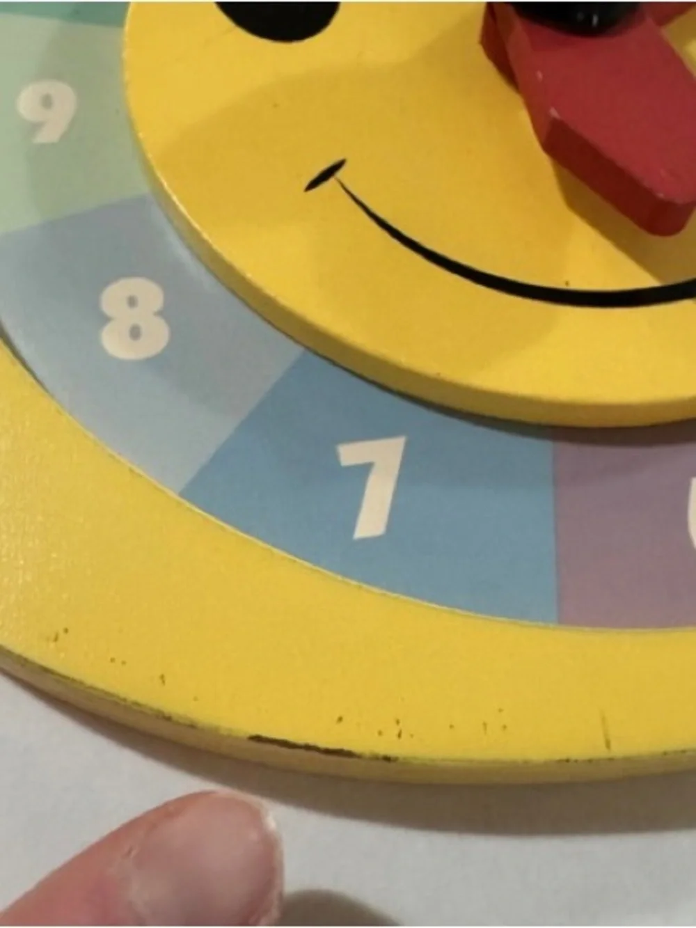 Disney Yellow Winnie the Pooh Wooden Wall Clock Rainbow Decor Learning Math Time