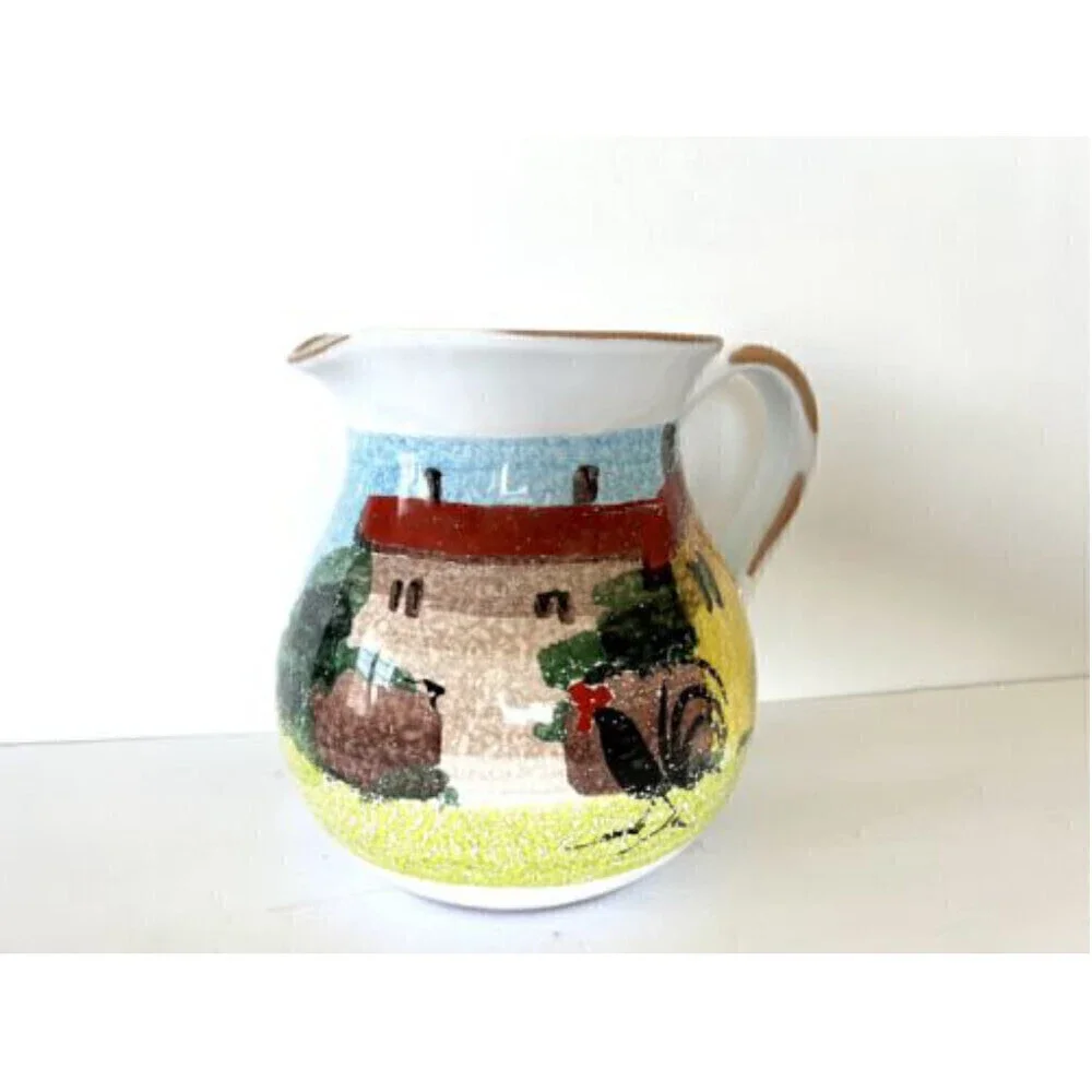 Sur la Table Pitcher Rooster Country farmhouse hand paint Italy jug