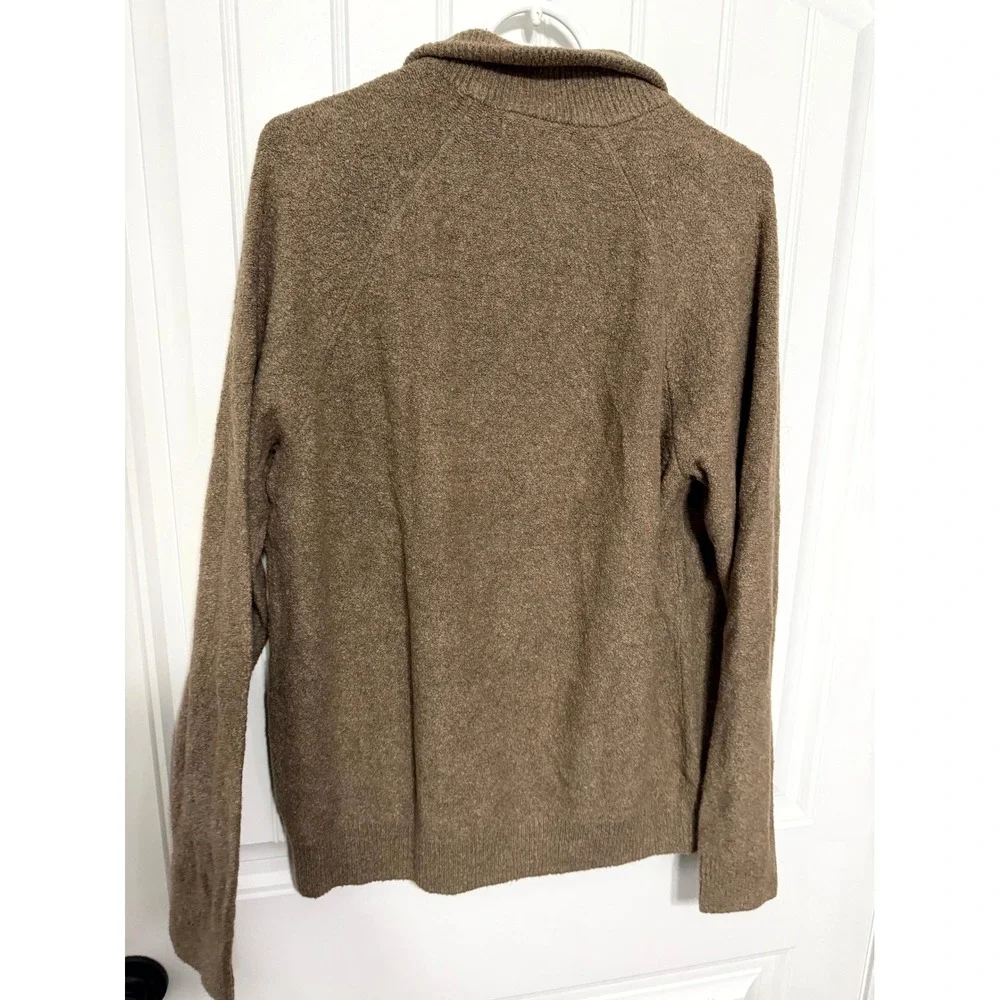 Banana Republic Quarter Zip Sweater Mens Medium Taupe Cotton Wool Textured 6397