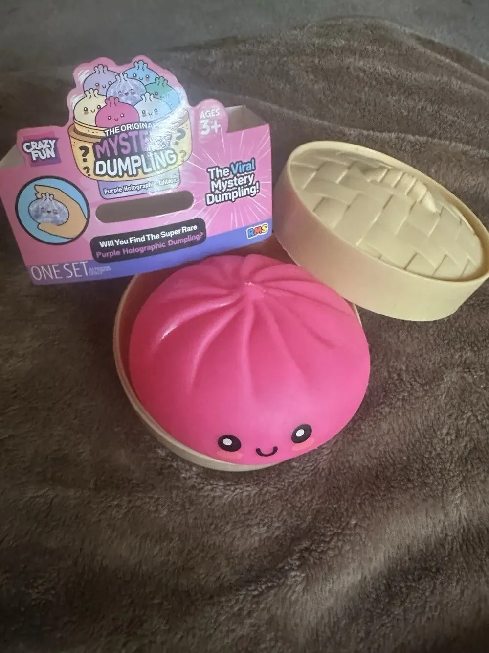 Opened RMS Purple Holographic Viral Mystery Dumpling- Squishy PINK