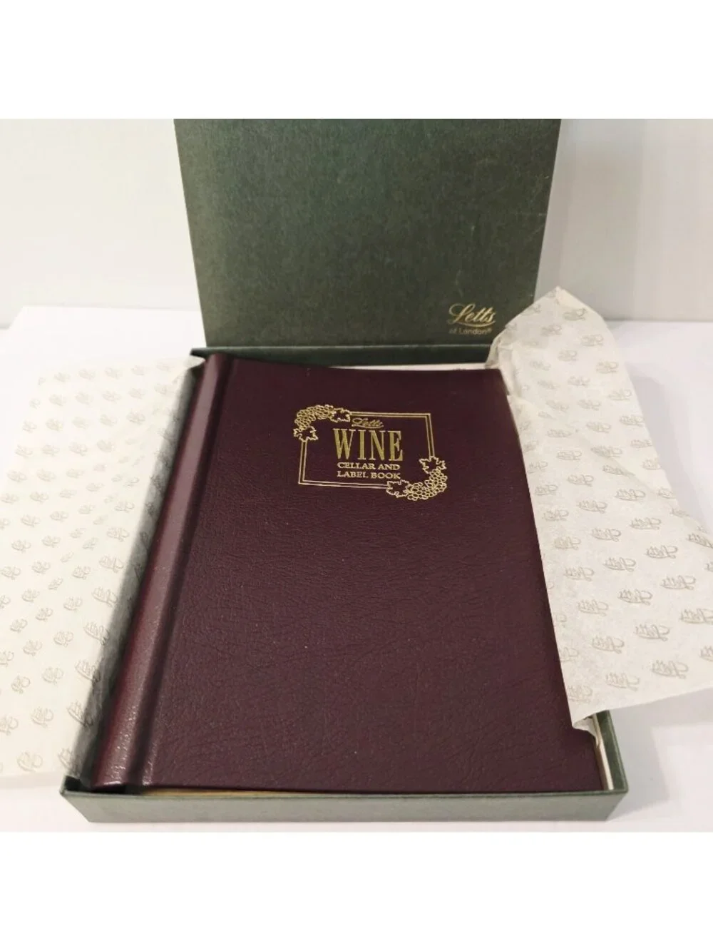 Letts of London Wine Cellar and Label Record Keeper Log Memory Book Leather