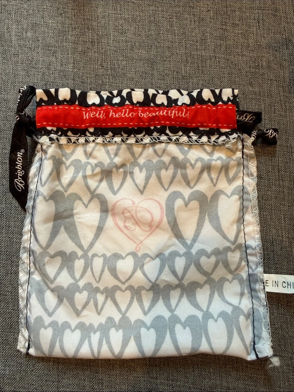 Brighton Small Heart-Print Drawstring Pouch - Black & White; 2 bags