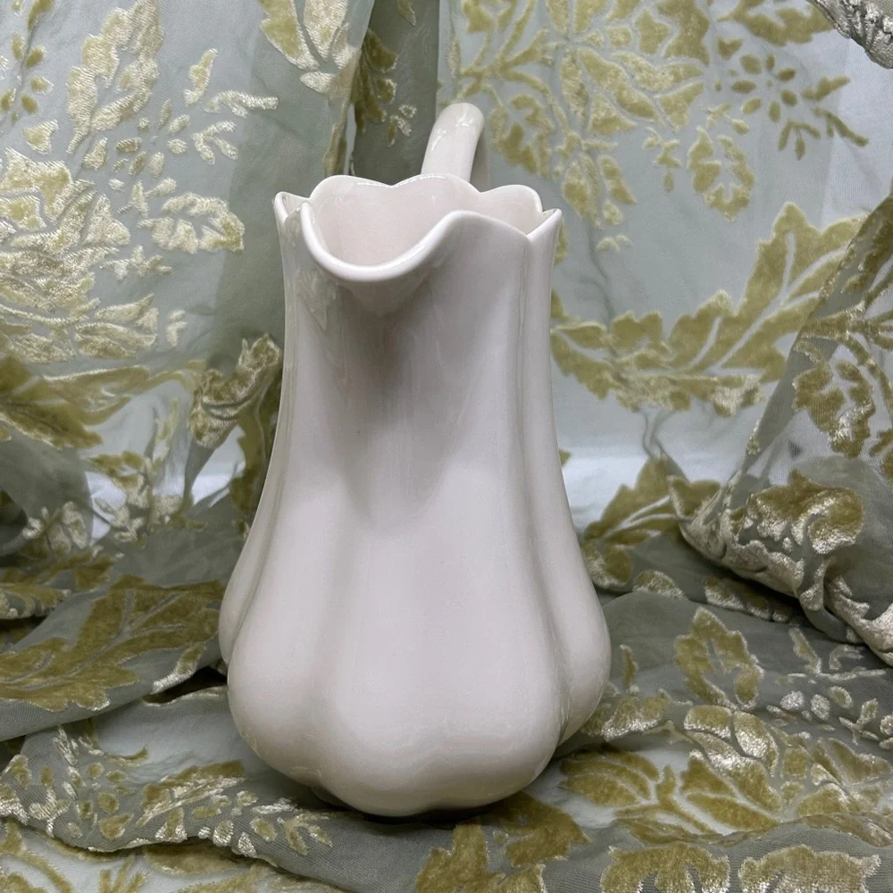 Vintage I. Godinger & Co. Porcelain Pitcher Cream Color,Scalloped Design