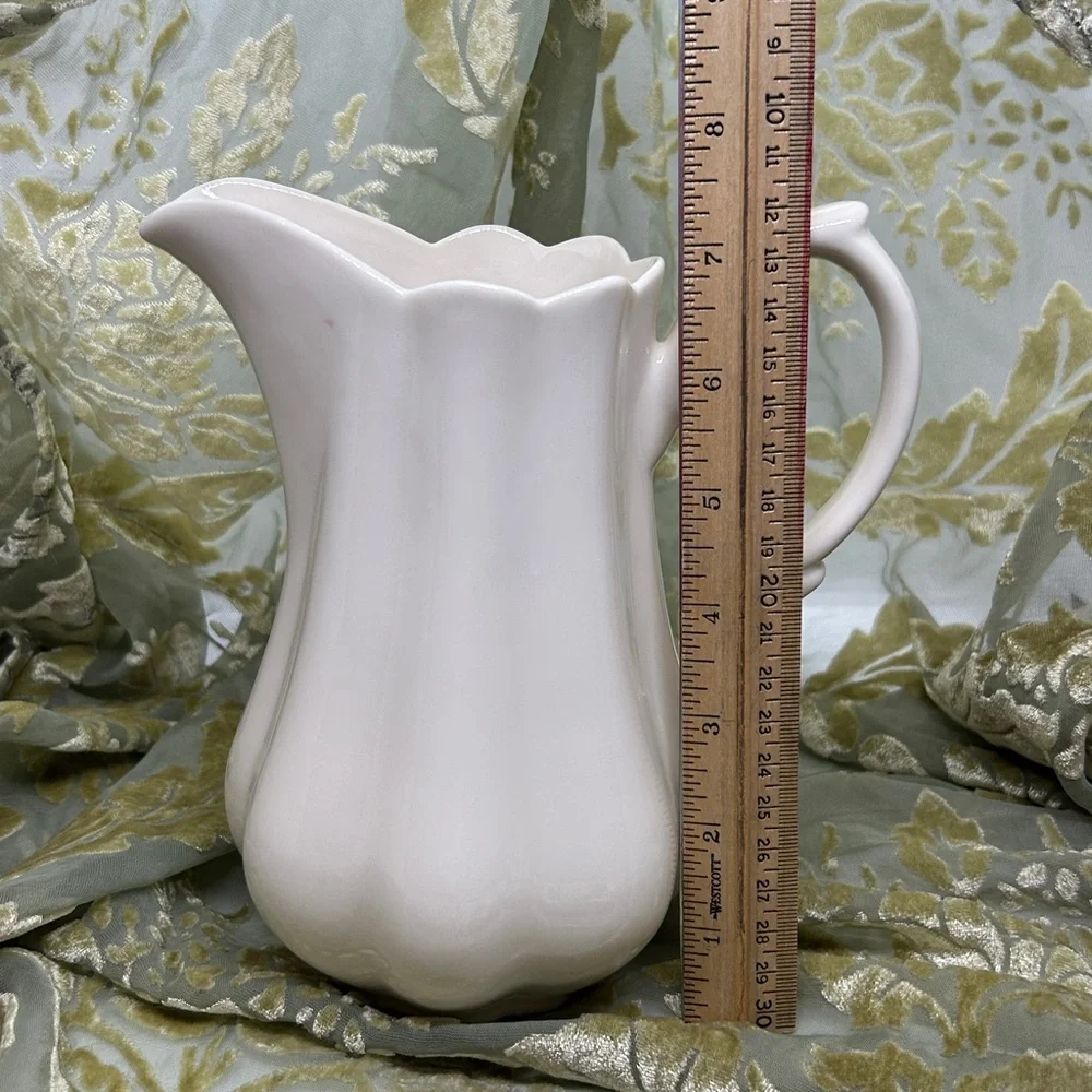 Vintage I. Godinger & Co. Porcelain Pitcher Cream Color,Scalloped Design