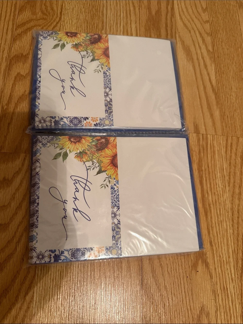 Sunflower 'Thank You' Notecards with Blue Border 48 total
