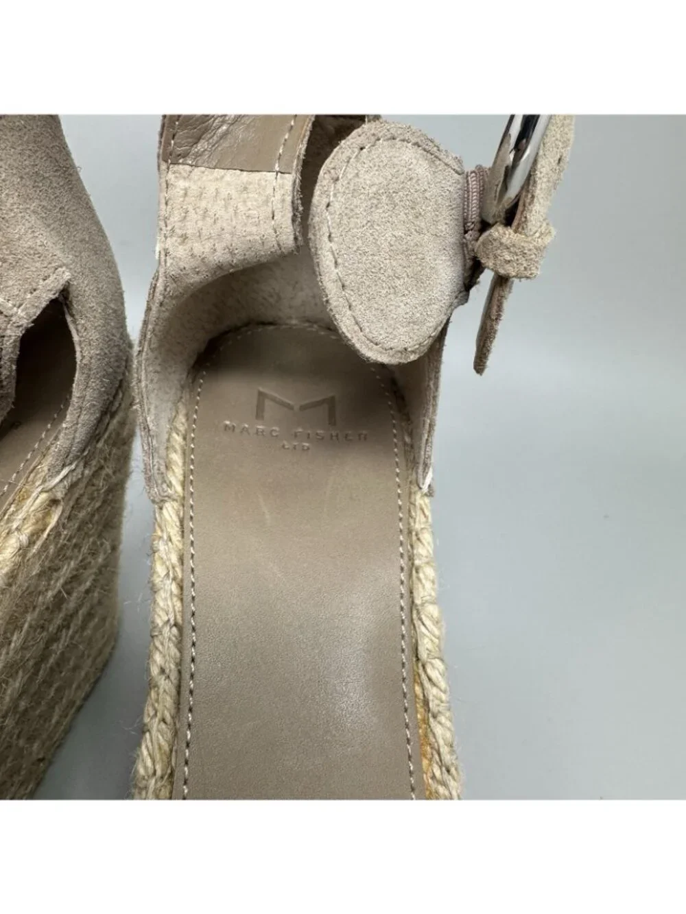 Marc Fisher Womens Lalida Espadrille Wedge Sandals Tan Suede  Size 8.5