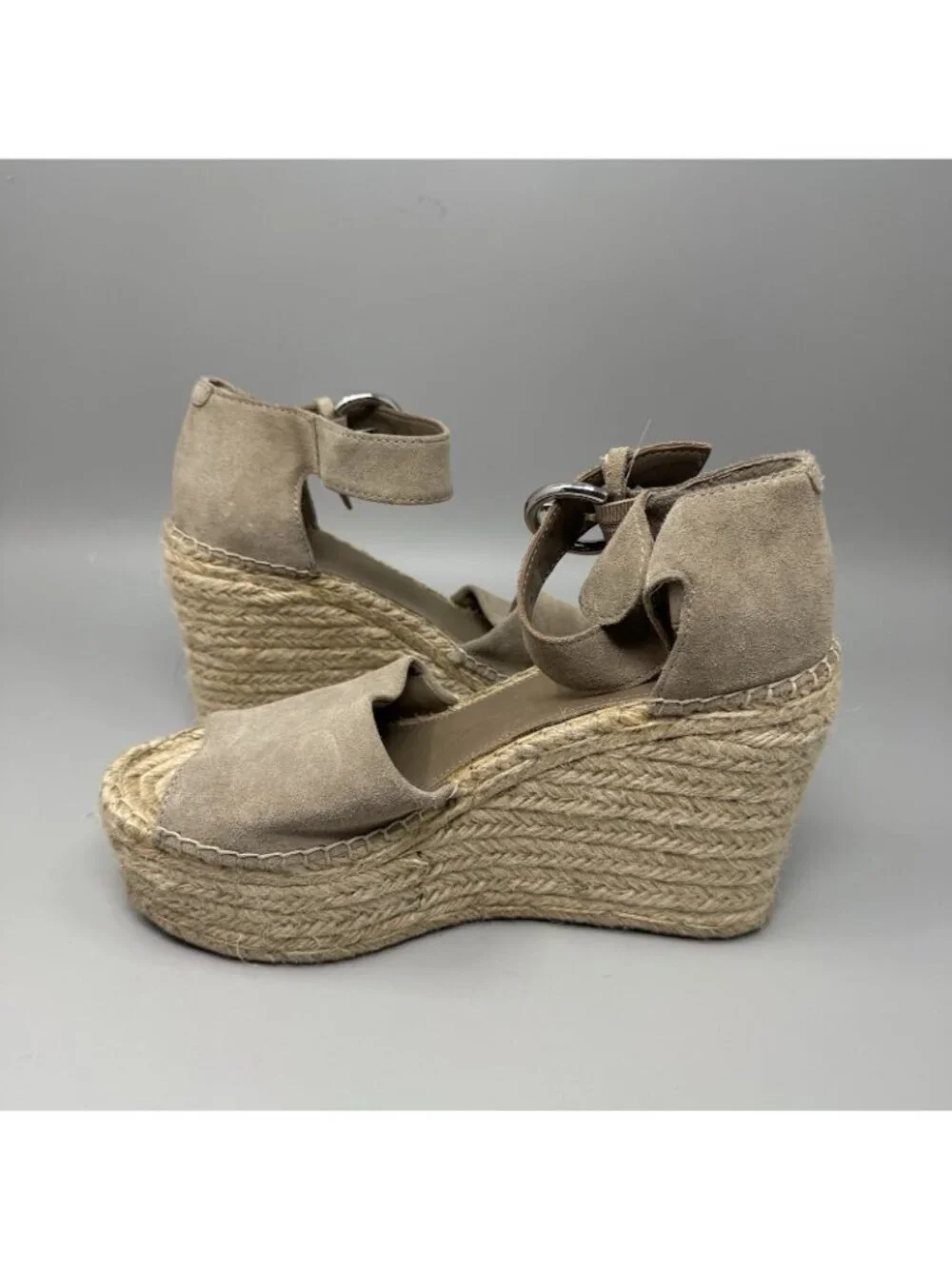 Marc Fisher Womens Lalida Espadrille Wedge Sandals Tan Suede  Size 8.5
