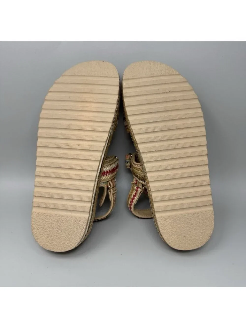 Steve Madden Sandals Womens Size 11 Big Mona Raffia Platform Multicolor Summer