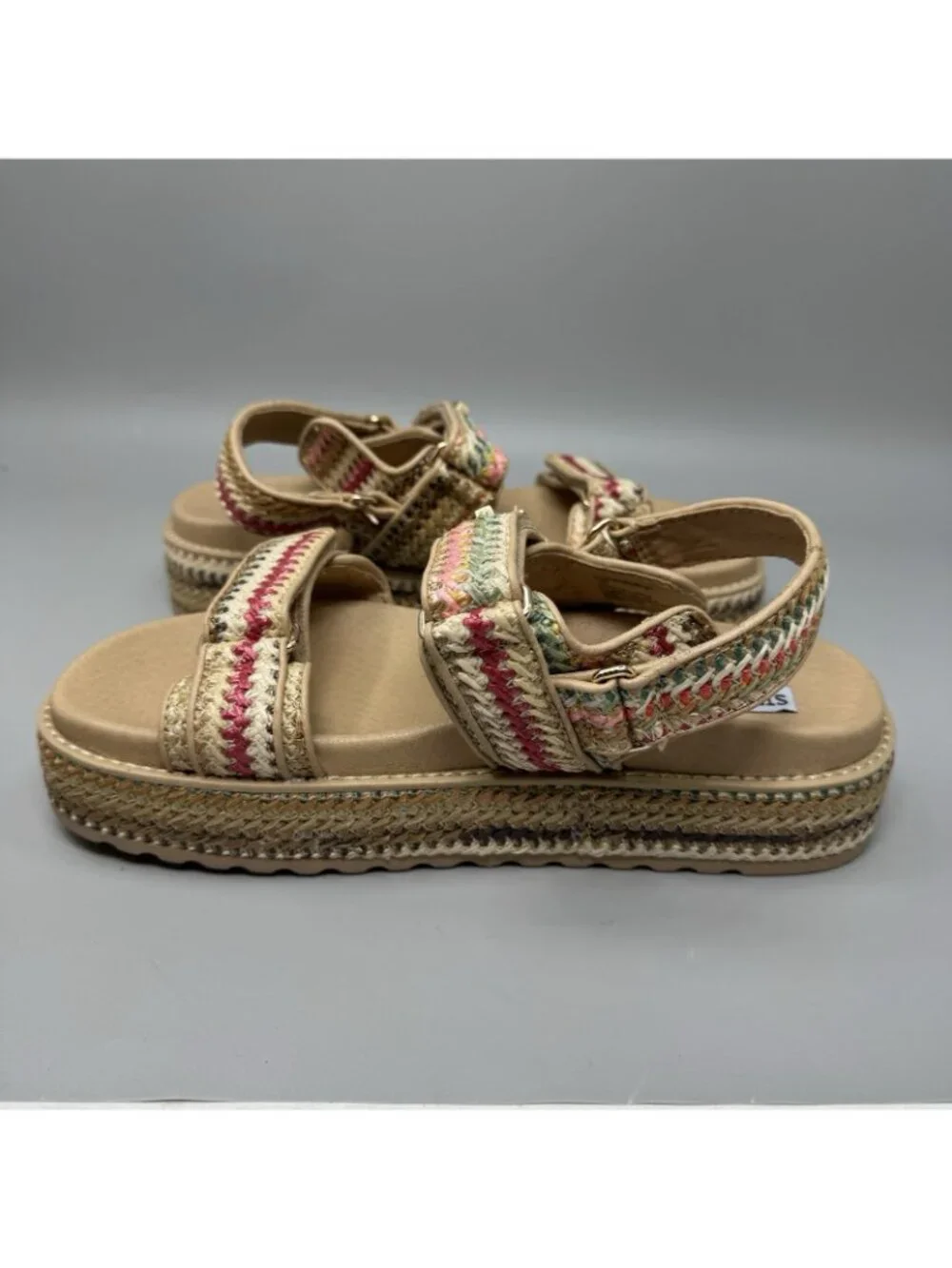 Steve Madden Sandals Womens Size 11 Big Mona Raffia Platform Multicolor Summer