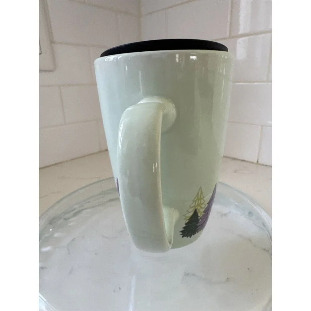 Starbucks Christmas Coffee Mug 2020 Light Mint Green w/ Trees 12oz. PreOwned