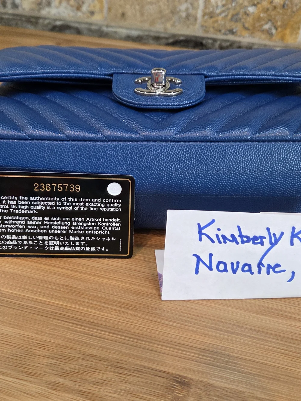 Chanel Chevron Caviar Leather Flap Bag in Navy Blue