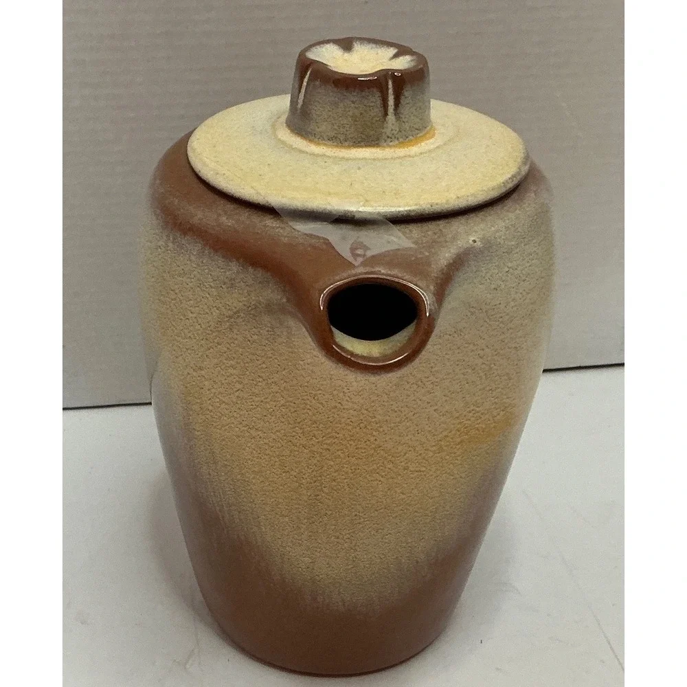 Frankoma Vintage Teapot Two Tone Brown Cream Glaze Mid Century Pottery Lid