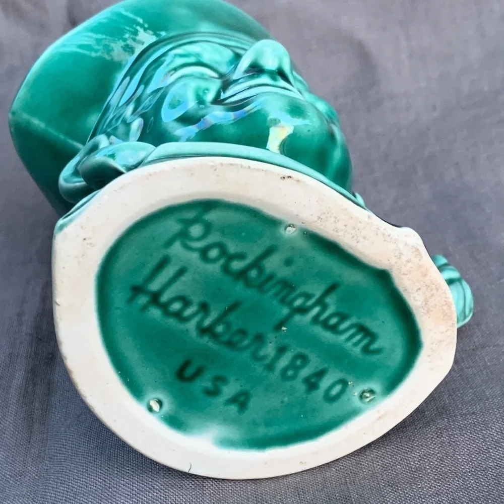 Rockingham Harker 1840 Toby Pirate Teal Drip Glaze Mug Coffee Cup Pottery USA