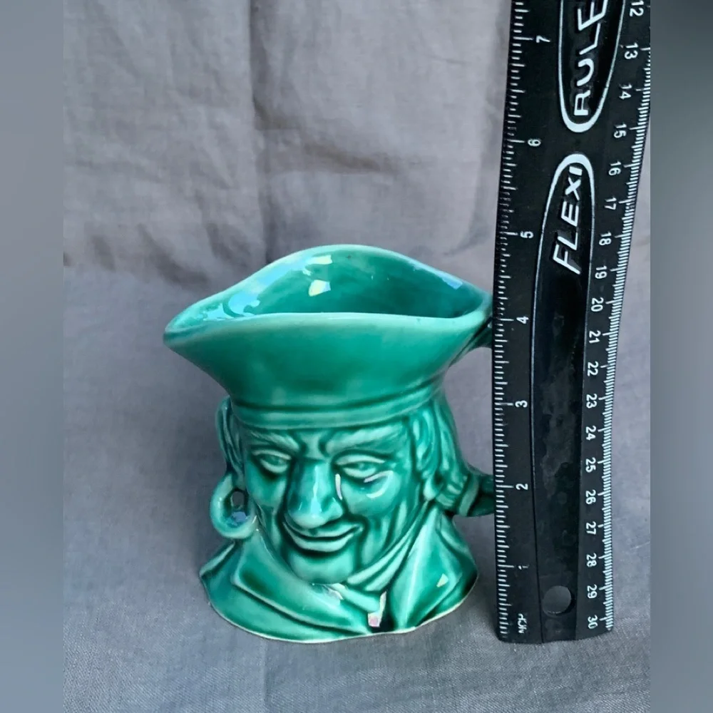 Rockingham Harker 1840 Toby Pirate Teal Drip Glaze Mug Coffee Cup Pottery USA