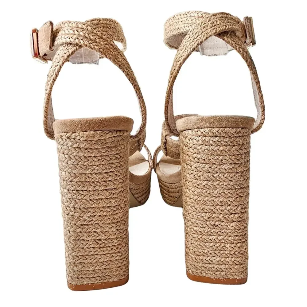 RAYE Akita Platform Sandals in Tan Size 9.5