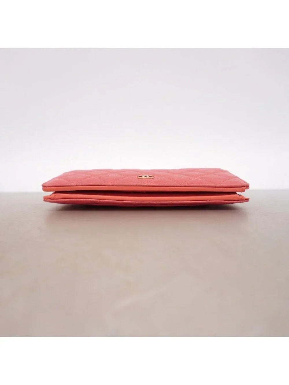 Chanel Wallet Quilted Caviar Leather Pink Gold