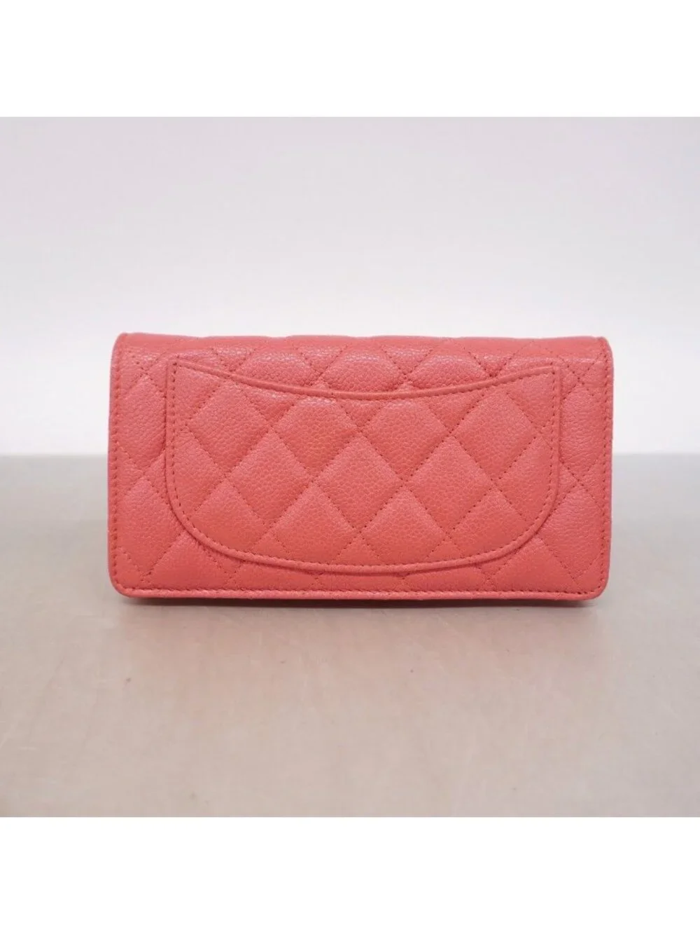 Chanel Wallet Quilted Caviar Leather Pink Gold