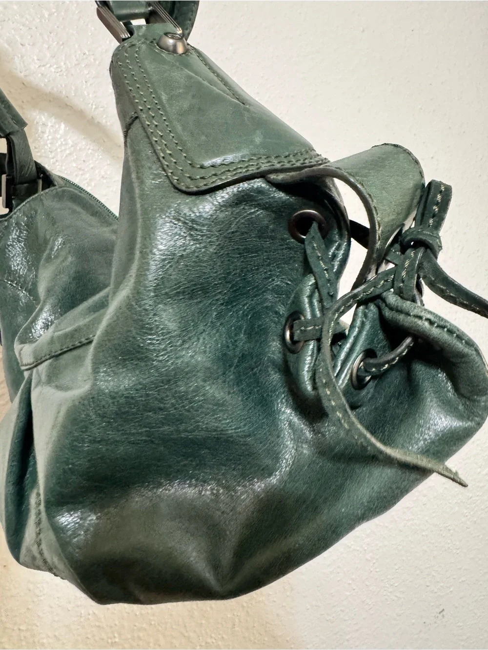Francesco Biasia Dark Green Leather Hobo