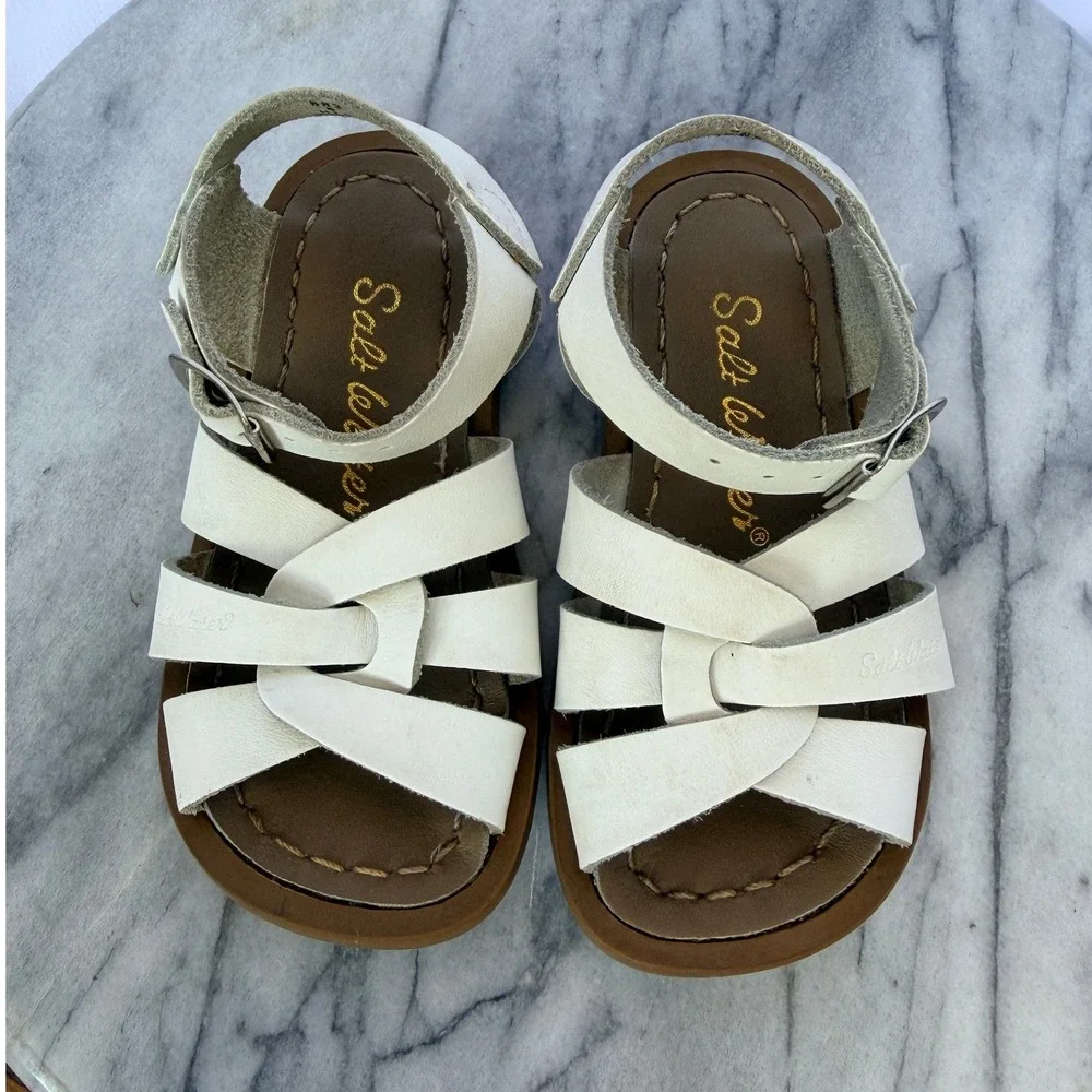 Salt Water Sandals Original White Leather Toddler Size 6 Hoy Shoe Co