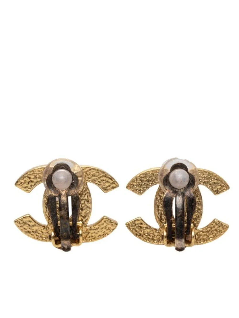 Chanel CC Logo Earrings Gold Plated Faux Pearl