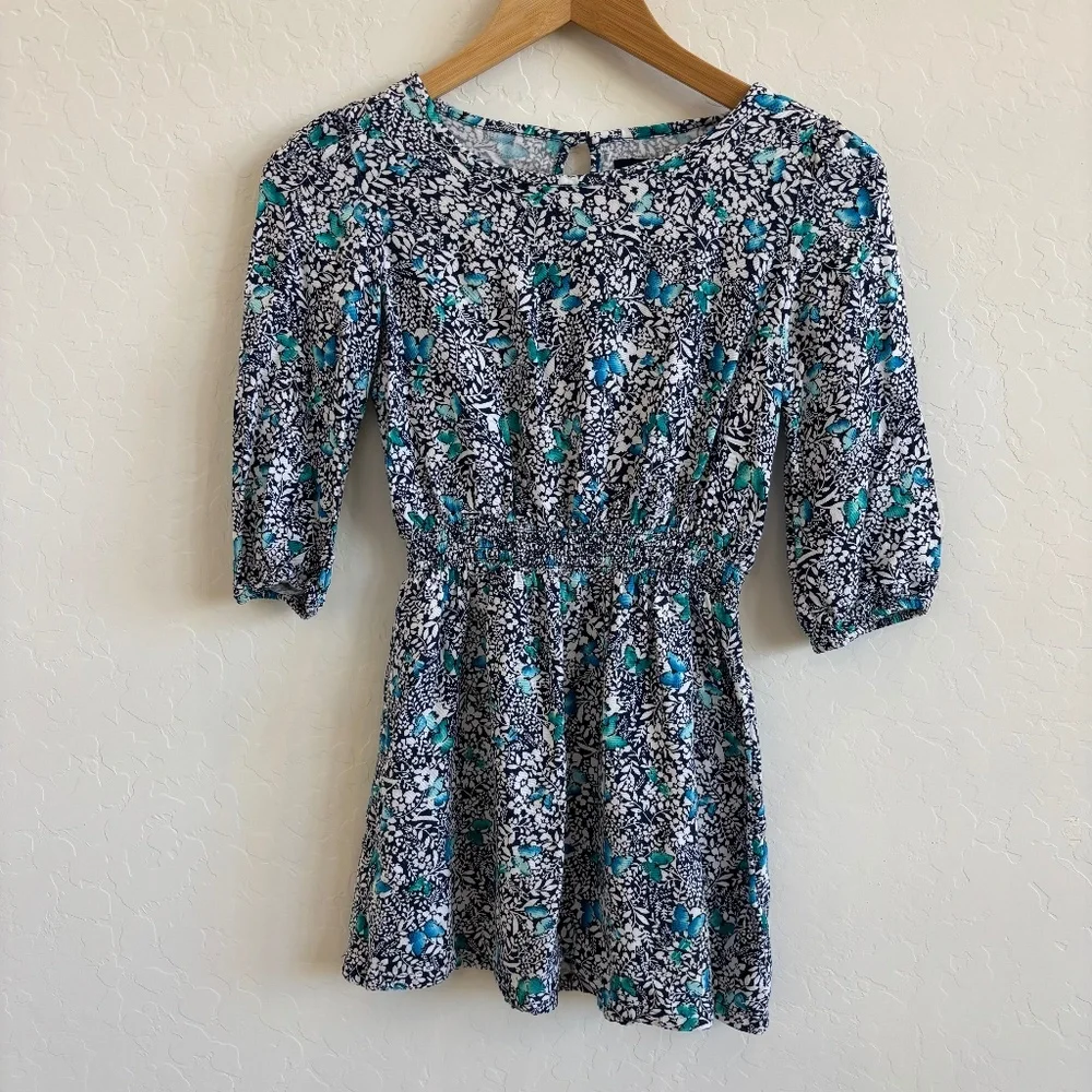 Gap Kids blue floral 3/4 sleeve lightweight dress, Size L, 11/12 yrs, boho