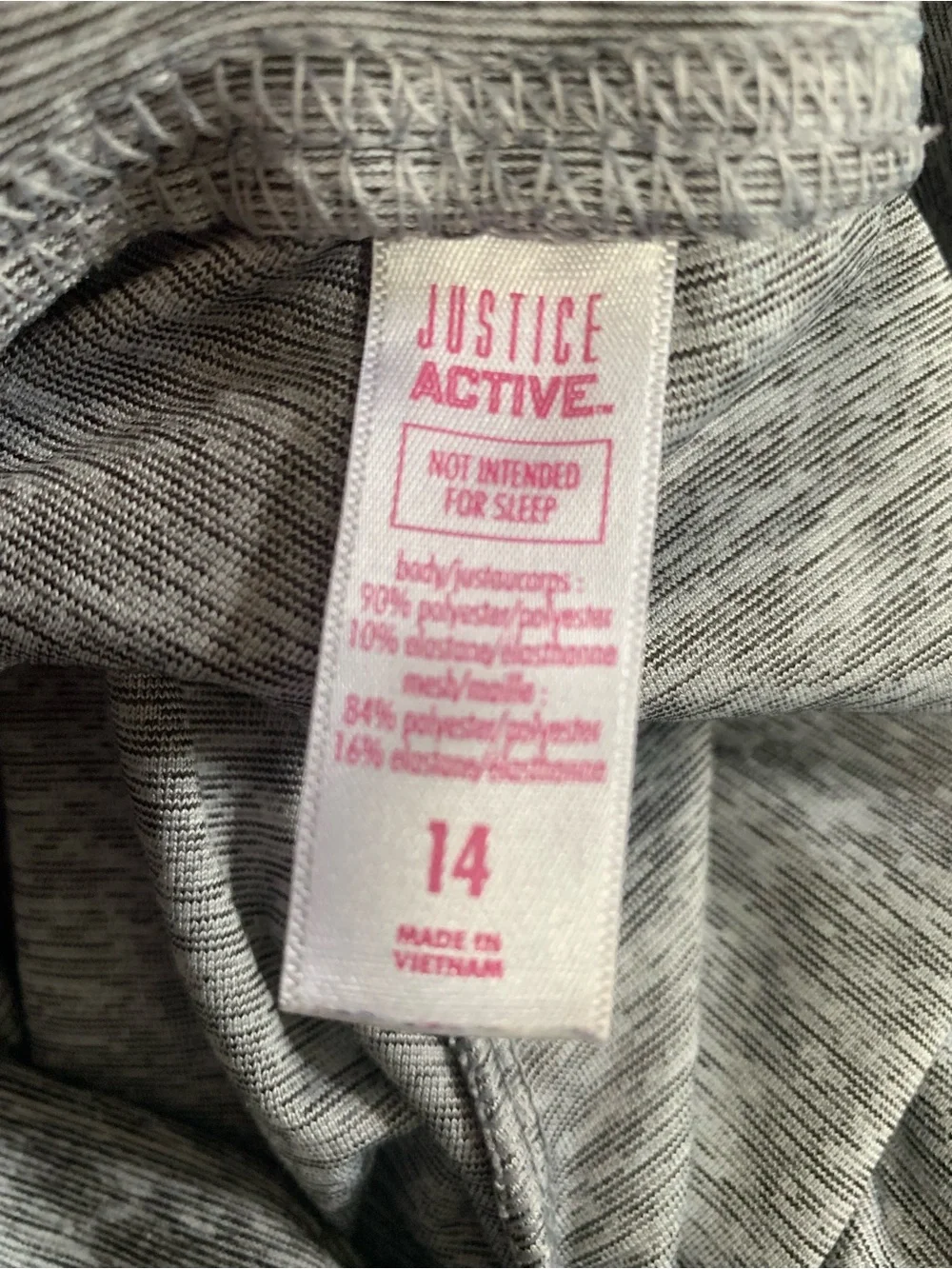 Justice Active Gray Performance Leggings with Dark Heather Detail