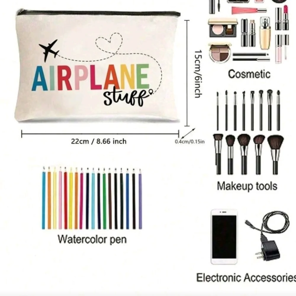 Colorful Airplane Stuff Zipper Pouch Purse Bag