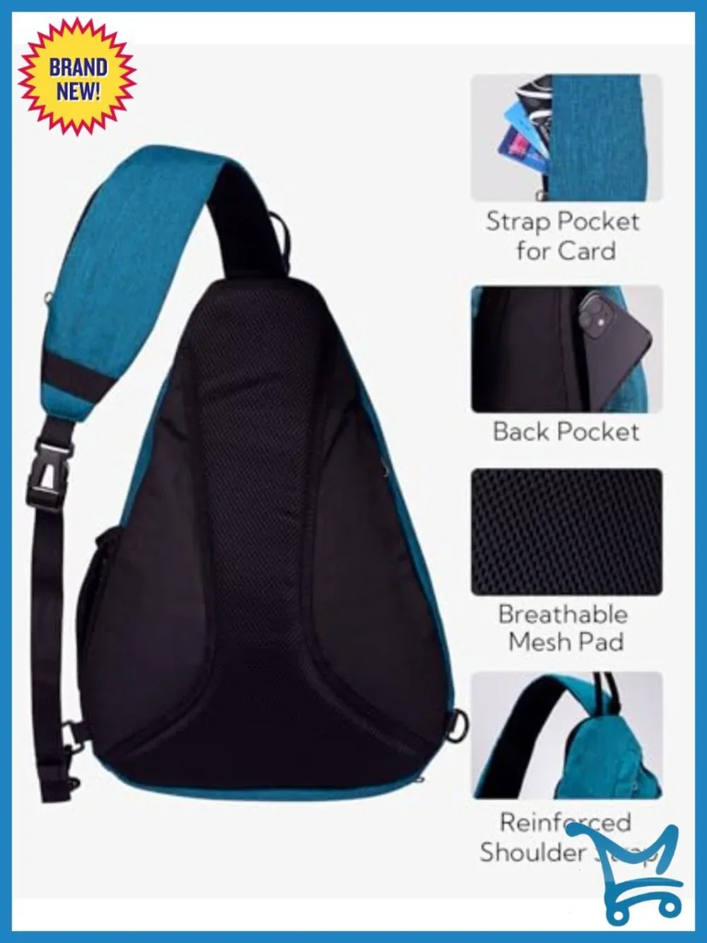 Sling Backpack Crossbody Shoulder Bag with 7 Pockets for Travel Hiking Daypack