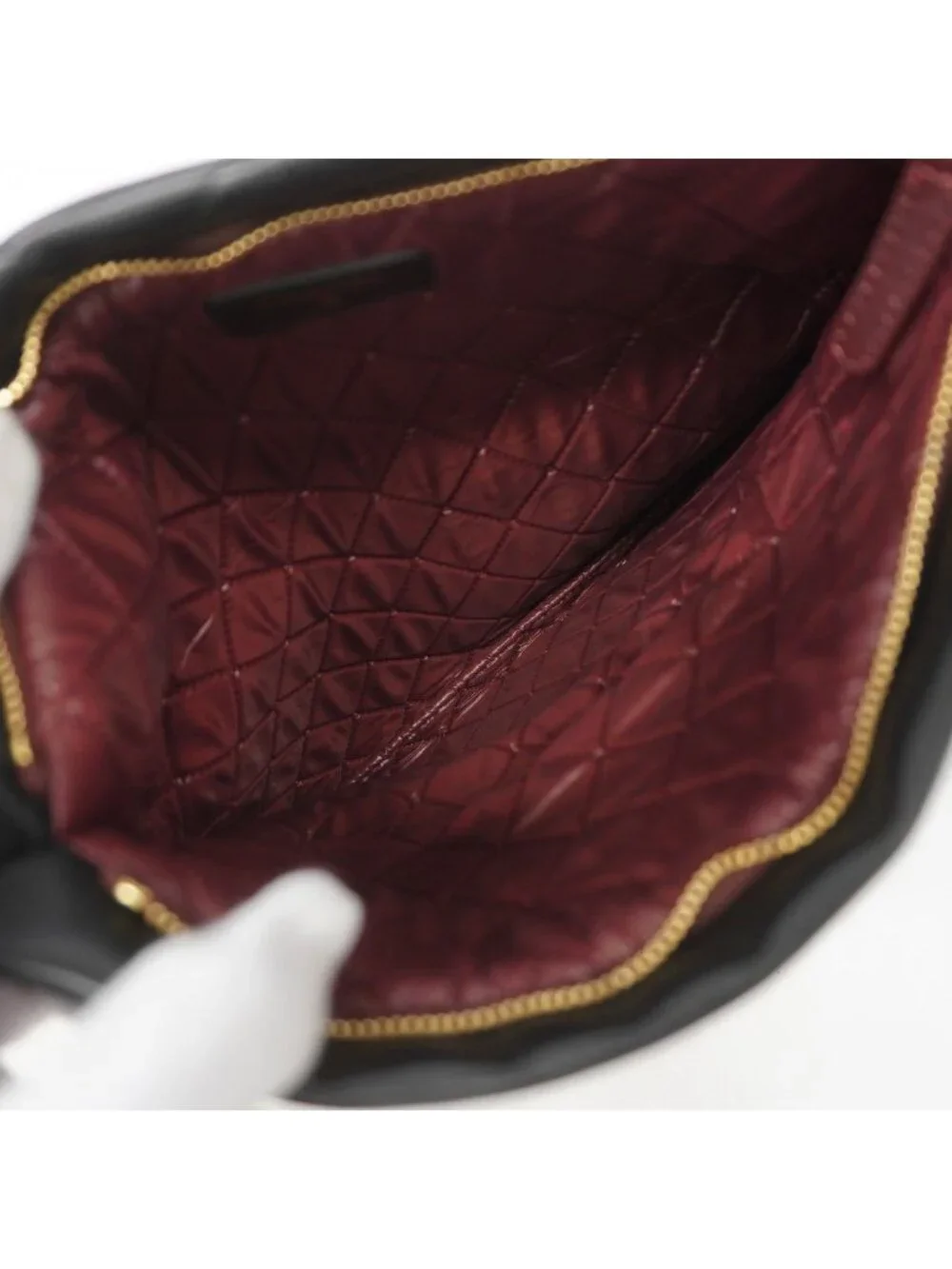 Chanel Clutch Quilted Lambskin Black Gold