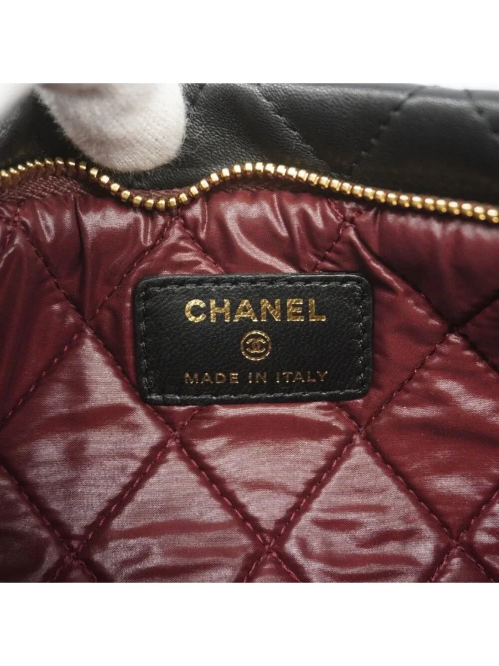 Chanel Clutch Quilted Lambskin Black Gold