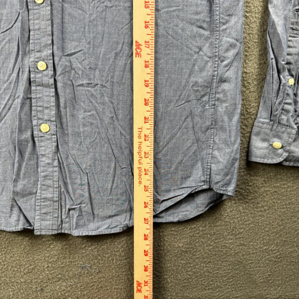J. Crew Shirt Mens M Blue Lightweight Chambray Cotton Long Sleeve Pocket Preppy
